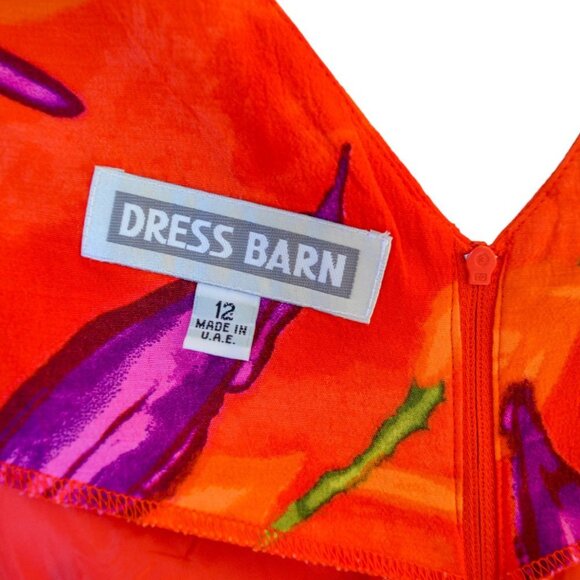 Dress Barn Orange Sleeveless Long Midi Rayon Dress with Side Slit Rayon Size 12 - Picture 12 of 14